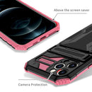 Kickstand Armor Card Wallet Phone Case For iPhone 12 Pro Max(Pink)