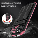 Kickstand Armor Card Wallet Phone Case For iPhone 12 Pro Max(Pink)