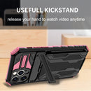 Kickstand Armor Card Wallet Phone Case For iPhone 12 Pro Max(Pink)