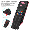 Kickstand Armor Card Wallet Phone Case For iPhone XR(Pink)