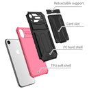 Kickstand Armor Card Wallet Phone Case For iPhone XR(Pink)