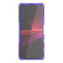 For Sony Xperia 1 III Tire Texture Shockproof TPU+PC Protective Case with Holder(Purple)