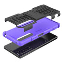 For Sony Xperia 1 III Tire Texture Shockproof TPU+PC Protective Case with Holder(Purple)
