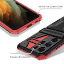 For Samsung Galaxy S21+ 5G Armor Card PC + TPU Shockproof Case with Card Slot & Invisible Holder(Red)