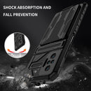 For Xiaomi Redmi Note 10 Pro 4G Armor Card PC + TPU Shockproof Case with Card Slot & Invisible Holder(Black)