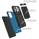 For Xiaomi Redmi Note 10 Pro 4G Armor Card PC + TPU Shockproof Case with Card Slot & Invisible Holder(Blue)
