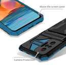 For Xiaomi Redmi Note 10 Pro 4G Armor Card PC + TPU Shockproof Case with Card Slot & Invisible Holder(Blue)