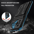 For Xiaomi Redmi Note 10 Pro 4G Armor Card PC + TPU Shockproof Case with Card Slot & Invisible Holder(Blue)