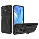 For Xiaomi Mi 11 Lite Armor Card PC + TPU Shockproof Case with Card Slot & Invisible Holder(Black)