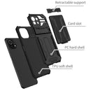 For Xiaomi Mi 11 Lite Armor Card PC + TPU Shockproof Case with Card Slot & Invisible Holder(Black)