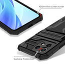 For Xiaomi Mi 11 Lite Armor Card PC + TPU Shockproof Case with Card Slot & Invisible Holder(Black)