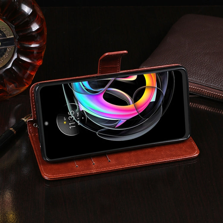 For Motorola Edge 20 Lite idewei Crazy Horse Texture Horizontal Flip Leather Case with Holder & Card Slots & Wallet(Black)