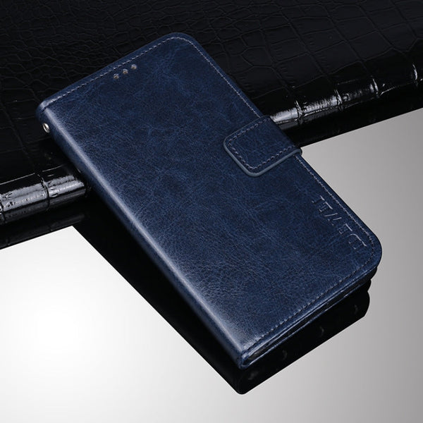 For Motorola Edge 20 Lite idewei Crazy Horse Texture Horizontal Flip Leather Case with Holder & Card Slots & Wallet(Dark Blue)