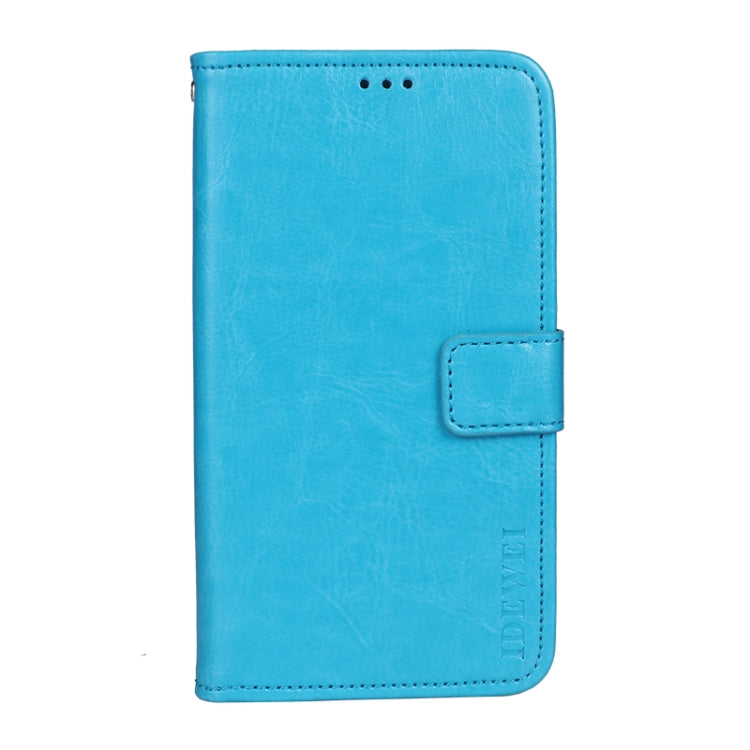 For Motorola Edge 20 Lite idewei Crazy Horse Texture Horizontal Flip Leather Case with Holder & Card Slots & Wallet(Sky Blue)