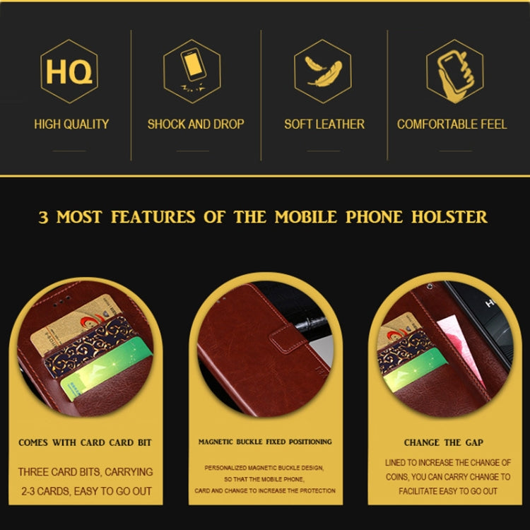 For Motorola Edge 20 Lite idewei Crazy Horse Texture Horizontal Flip Leather Case with Holder & Card Slots & Wallet(Brown)