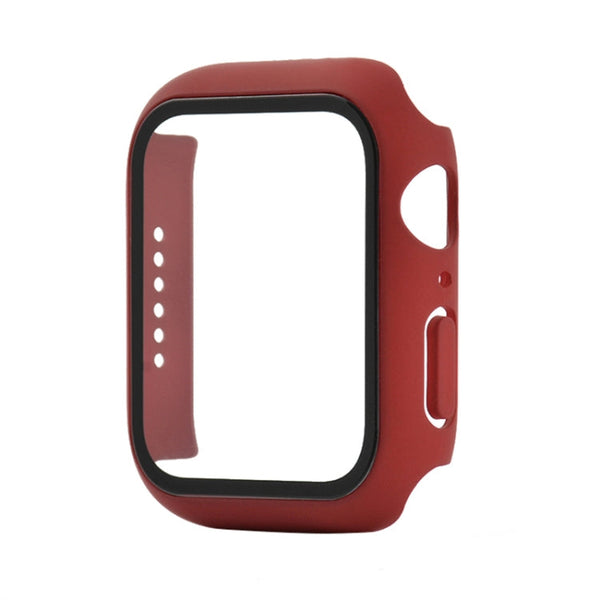 Shockproof PC+Tempered Glass Protective Case with Packed Carton For Apple Watch Series 6 & SE & 5 & 4 40mm(Red Wine)
