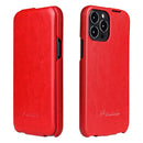 Fierre Shann Retro Oil Wax Texture Vertical Flip PU Leather Case For iPhone 13 Pro(Red)