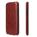 Fierre Shann Retro Oil Wax Texture Vertical Flip PU Leather Case For iPhone 13 Pro(Brown)