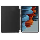 For Samsung Galaxy Tab S7 FE / Tab S7+ / Tab S8+ 3-folding Transparent Honeycomb TPU Leather Tablet Case(Black)