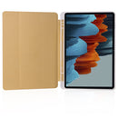 For Samsung Galaxy Tab S7 FE / Tab S7+ / Tab S8+ 3-folding Transparent Honeycomb TPU Leather Tablet Case(Gold)