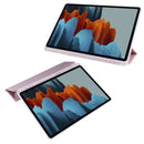 For Samsung Galaxy Tab S7 FE / Tab S7+ / Tab S8+ 3-folding Transparent Honeycomb TPU Leather Tablet Case(Rose Gold)