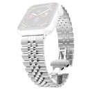 Women Five Beads Stainless Steel Watch Band Width: 20mm For Apple Watch Series 7 45mm / 6 & SE & 5 & 4 44mm / 3 & 2 & 1 42mm(Silver)