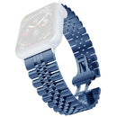 Women Five Beads Stainless Steel Watch Band Width: 20mm For Apple Watch Series 7 45mm / 6 & SE & 5 & 4 44mm / 3 & 2 & 1 42mm(Blue)