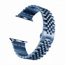 Women Five Beads Stainless Steel Watch Band Width: 20mm For Apple Watch Series 7 45mm / 6 & SE & 5 & 4 44mm / 3 & 2 & 1 42mm(Blue)