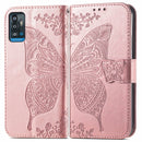 Butterfly Love Flowers Embossed Horizontal Flip Leather Case with Holder & Card Slots & Wallet & Lanyard For ZTE Blade A71(Rose Gold)