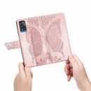 Butterfly Love Flowers Embossed Horizontal Flip Leather Case with Holder & Card Slots & Wallet & Lanyard For ZTE Blade A71(Rose Gold)