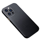 R-JUST Carbon Fiber Leather Texture All-inclusive Shockproof Back Cover Case For iPhone 13 Pro(Black)