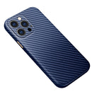R-JUST Carbon Fiber Leather Texture All-inclusive Shockproof Back Cover Case For iPhone 13 Pro(Sapphire Blue)