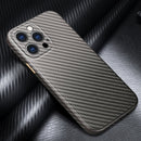 R-JUST Carbon Fiber Leather Texture All-inclusive Shockproof Back Cover Case For iPhone 13 Pro(Grey)