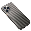 R-JUST Carbon Fiber Leather Texture All-inclusive Shockproof Back Cover Case For iPhone 13 Pro(Grey)