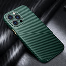 R-JUST Carbon Fiber Leather Texture All-inclusive Shockproof Back Cover Case For iPhone 13 Pro(Green)