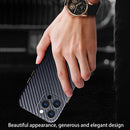 R-JUST Carbon Fiber Leather Texture All-inclusive Shockproof Back Cover Case For iPhone 13 Pro(Black)