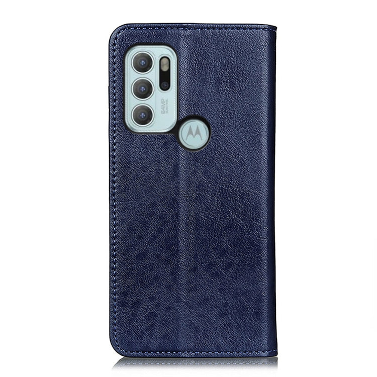 For Motorola Moto G60S Magnetic Crazy Horse Texture Horizontal Flip Leather Case with Holder & Card Slots & Wallet(Blue)