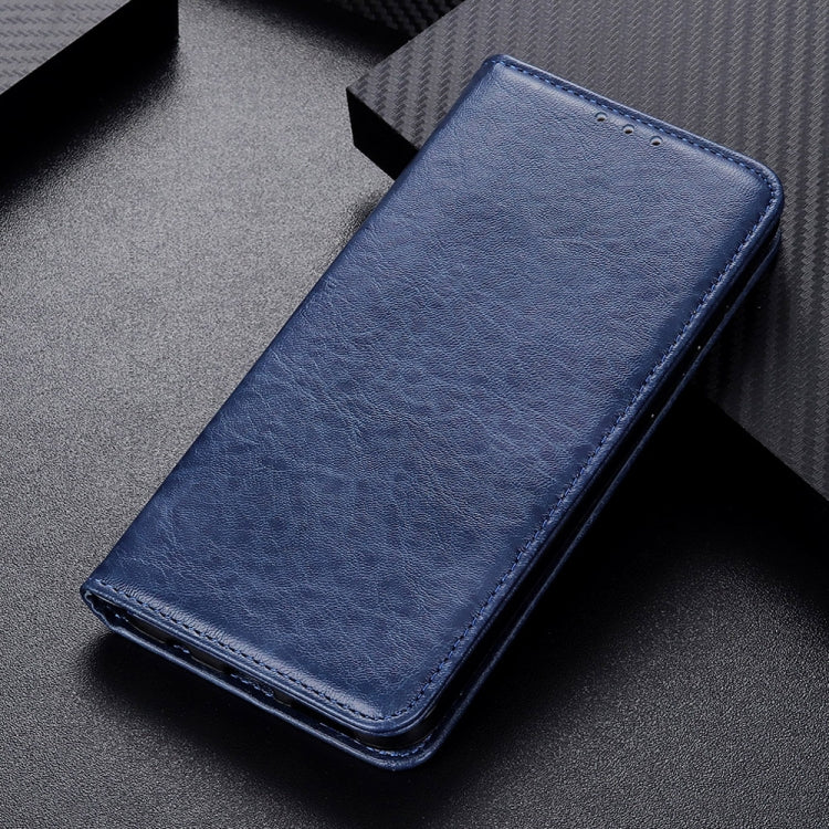 For Motorola Moto G60S Magnetic Crazy Horse Texture Horizontal Flip Leather Case with Holder & Card Slots & Wallet(Blue)