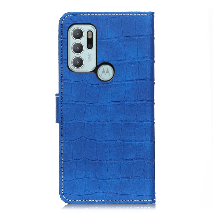 For Motorola Moto G60S Crocodile Texture Horizontal Flip Leather Case with Holder & Card Slots & Photo Frame & Wallet(Blue)