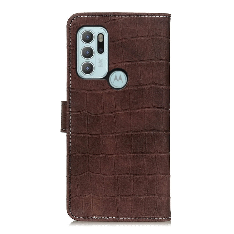 For Motorola Moto G60S Crocodile Texture Horizontal Flip Leather Case with Holder & Card Slots & Photo Frame & Wallet(Brown)