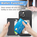 Carbon Fiber Magnetic Card Bag TPU+PU Shockproof Back Cover Case with Holder & Card Slot & Photo Frame For iPhone 13 mini(Black)