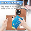 Carbon Fiber Magnetic Card Bag TPU+PU Shockproof Back Cover Case with Holder & Card Slot & Photo Frame For iPhone 13 mini(Brown)