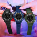 SANDA 2106 LED Digital Display Luminous Alarm Clock Men Outdoor Sports Electronic Watch(Black)