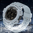 SANDA 2106 LED Digital Display Luminous Alarm Clock Men Outdoor Sports Electronic Watch(Black)
