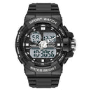 SANDA 6025 Dual Time Digital Display Luminous Calendar Waterproof Multifunctional Men Sports Quartz Watch(Black White)