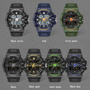 SANDA 6025 Dual Time Digital Display Luminous Calendar Waterproof Multifunctional Men Sports Quartz Watch(Black Blue)