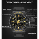 SANDA 6025 Dual Time Digital Display Luminous Calendar Waterproof Multifunctional Men Sports Quartz Watch(Army Green)