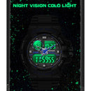 SANDA 6025 Dual Time Digital Display Luminous Calendar Waterproof Multifunctional Men Sports Quartz Watch(Black Gold)
