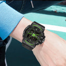 SANDA 6025 Dual Time Digital Display Luminous Calendar Waterproof Multifunctional Men Sports Quartz Watch(Black Blue)