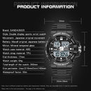 SANDA 6025 Dual Time Digital Display Luminous Calendar Waterproof Multifunctional Men Sports Quartz Watch(Black Green)